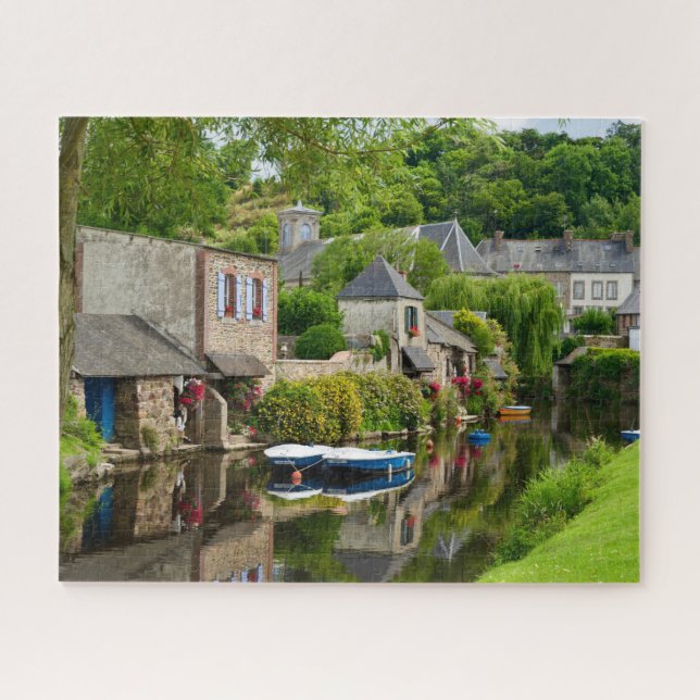 Quebra-cabeça House Boat Reflections Brittany France Viagem (Horizontal)