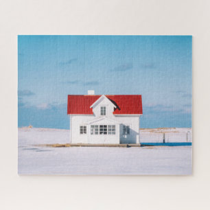 Quebra-cabeça House Lofoten Noruega Viagem Outdoor Winter Snow
