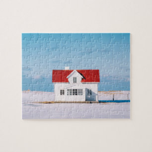 Quebra-cabeça House Lofoten Noruega Viagem Outdoor Winter Snow