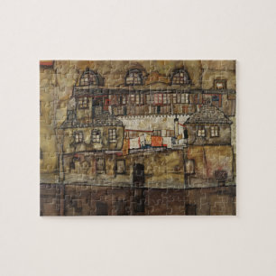 Quebra-cabeça House Wall em River por Egon Schiele