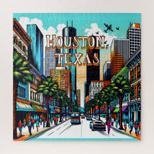 Quebra-cabeça Houston, Texas City View Abstrato Art