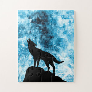 Quebra-cabeça Howling Winter Wolf Snowy Blue SmoAbstrato