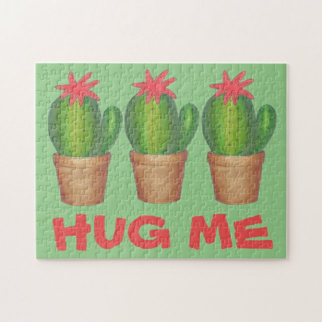 Quebra-cabeça Hug Me Green Cactus Cactos Cactusa Planta Potente (Horizontal)