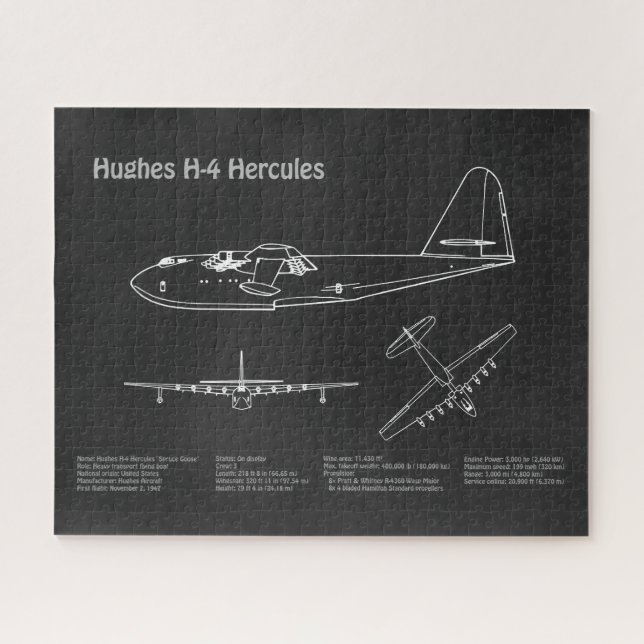 Quebra-cabeça Hughes H-4 Hércules Spruce Goose - Planos de Avião (Horizontal)