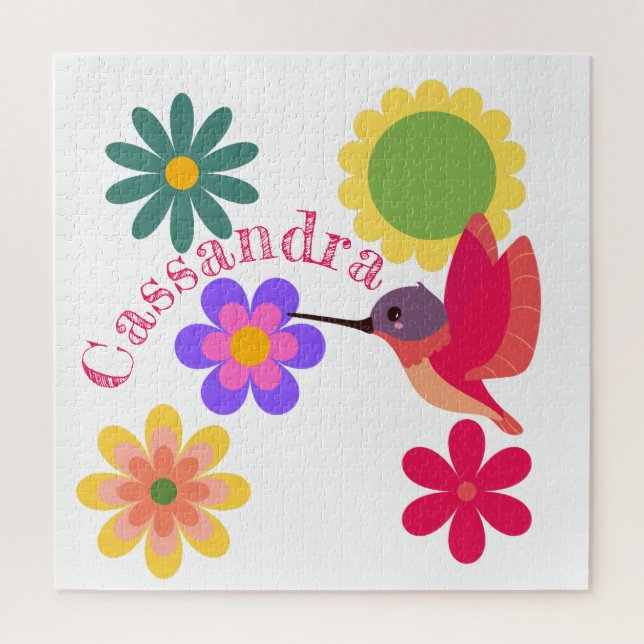 Quebra-cabeça Hummingbird e Flores Personalizadas (Vertical)