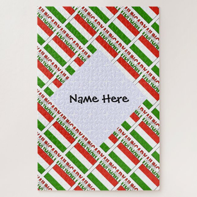 Quebra-cabeça Hungary and Hungarian Flag Tilled with Your Name (Vertical)