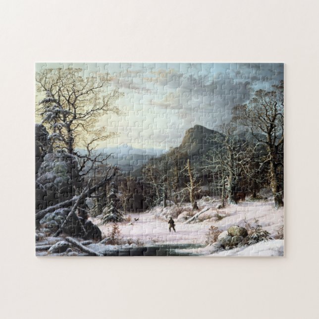 Quebra-cabeça Hunter no inverno George Henry Durrie (Horizontal)