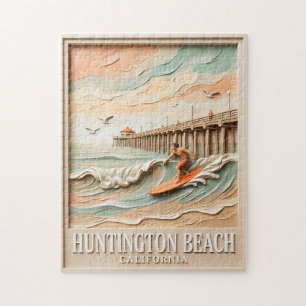 Quebra-cabeça Huntington Beach Califórnia Textura Surfista Surfe