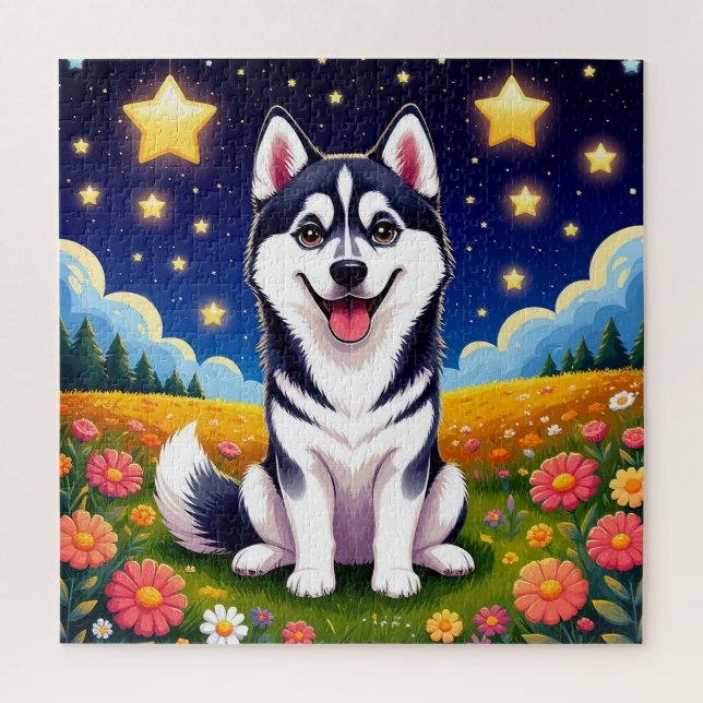 Quebra-cabeça Husky Siberiano Jovial (Vertical)