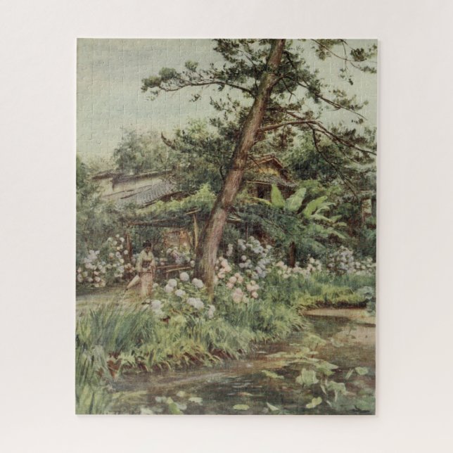 Quebra-cabeça Hydrangeas no jardim de chá em Nichi Otani (Vertical)