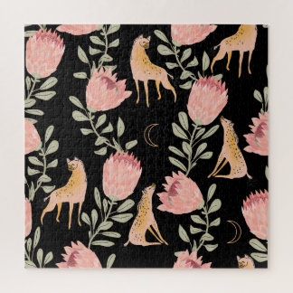 Quebra-cabeça Hyena e Protea: Fundo Negro Sem Olhos