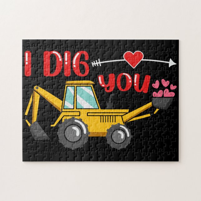 Quebra-cabeça I Dig You Backhoe Valentine (Horizontal)
