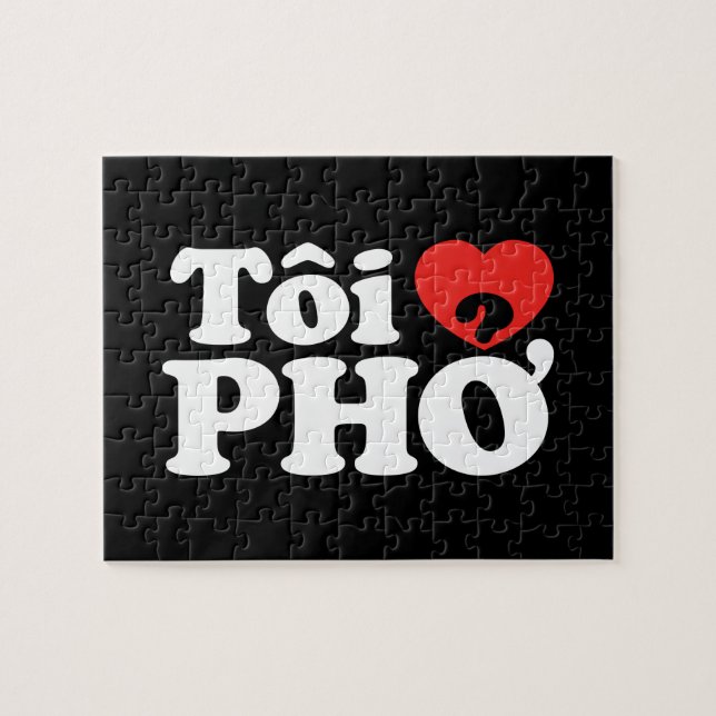 Quebra-cabeça I Heart (Love) Pho (Tôi9PHỞ) Língua vietnamita (Horizontal)
