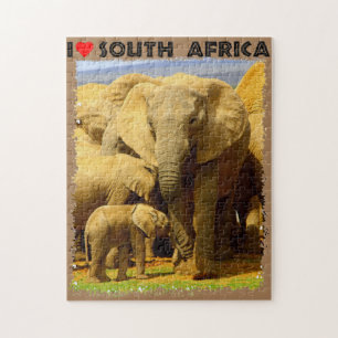 Quebra-cabeça I Heart South Africa elefante, mãe e bezerro