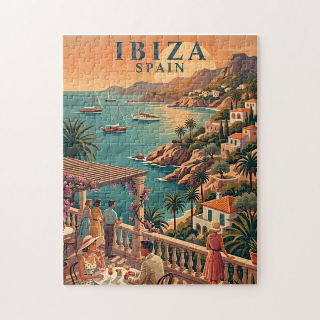 Quebra-cabeça Ibiza Cena de Viagem Vintage Espanha (Vertical)