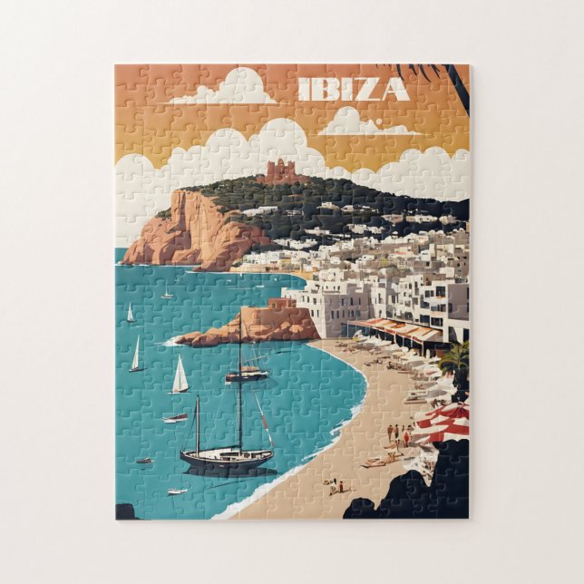 Quebra-cabeça Ibiza, Poster de viagens Espanha (Vertical)