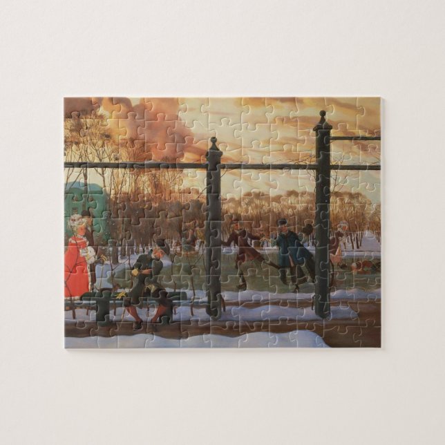 Quebra-cabeça Ice Skating Rink em inverno (por Konstantin Somov) (Horizontal)