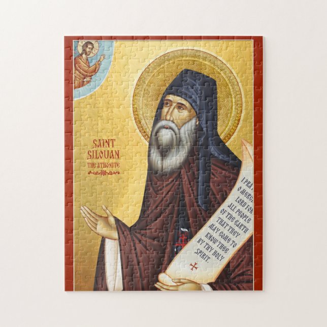 Quebra-cabeça Ícone Ortodoxo Cristão de São Silouan o Athonita (Vertical)