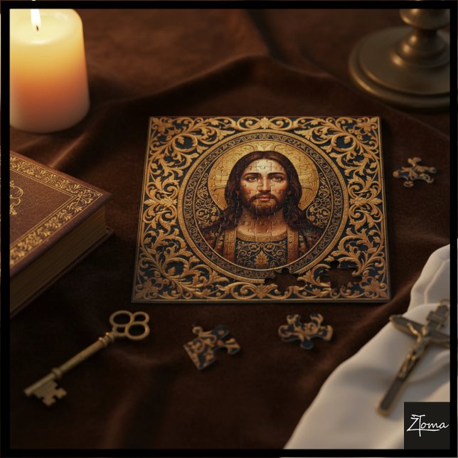 Quebra-cabeça Ícone Sagrado Dourado - Jesus (Criador carregado)