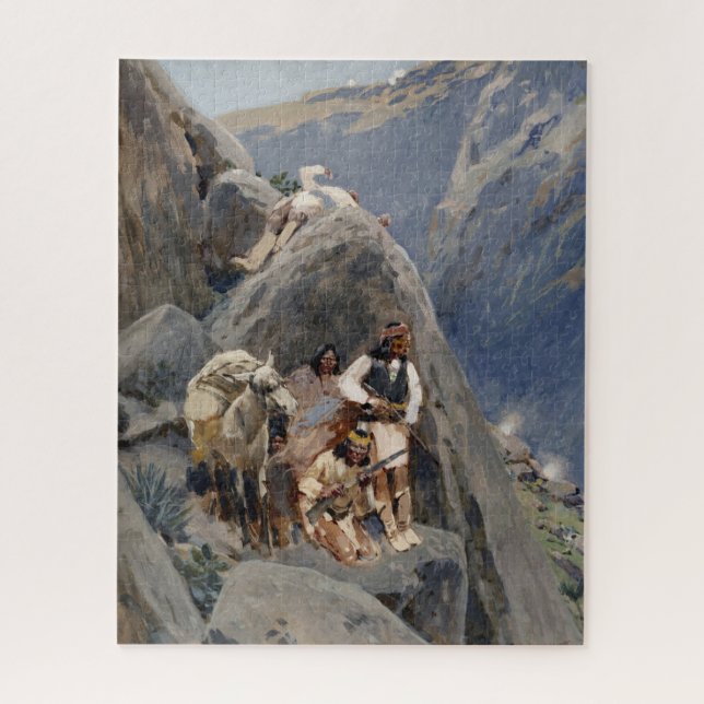 Quebra-cabeça Ícones Nativos Americanos: Guerreiros Apache, Cava (Vertical)