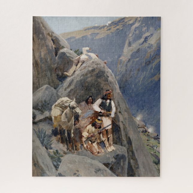 Quebra-cabeça Ícones Nativos Americanos: Guerreiros Apache, Cava (Vertical)