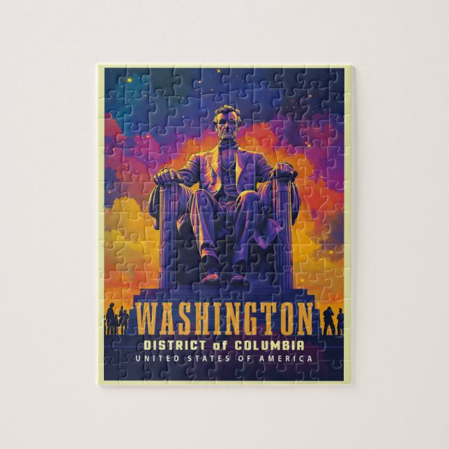 Quebra-cabeça Iconic Washington D.C. com o Memorial Lincoln (Vertical)