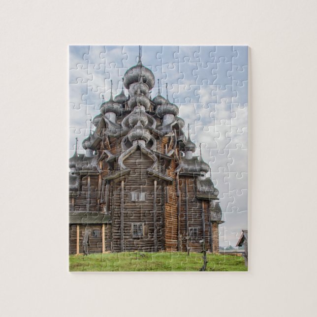 Quebra-cabeça Igreja de madeira ornamentada, Rússia (Vertical)