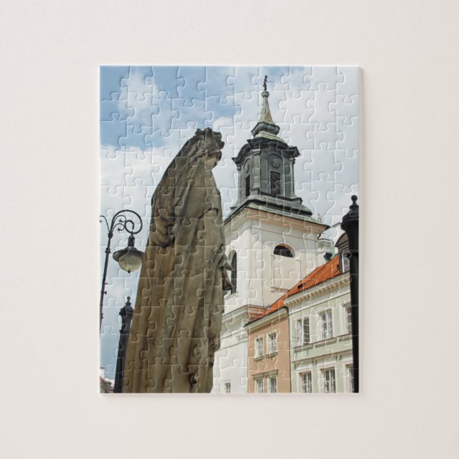 Quebra-cabeça Igreja e estátua de Varsóvia, Polônia (Vertical)