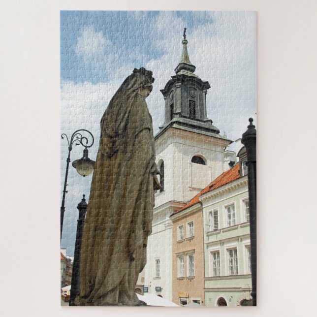 Quebra-cabeça Igreja e estátua de Varsóvia, Polônia 1014-pc (Vertical)