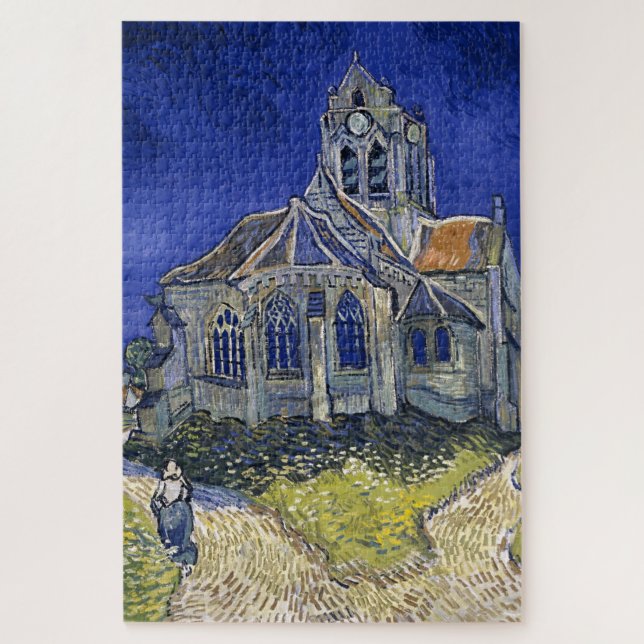 Quebra-cabeça Igreja em Auvers por pintura de Van Gogh (Vertical)