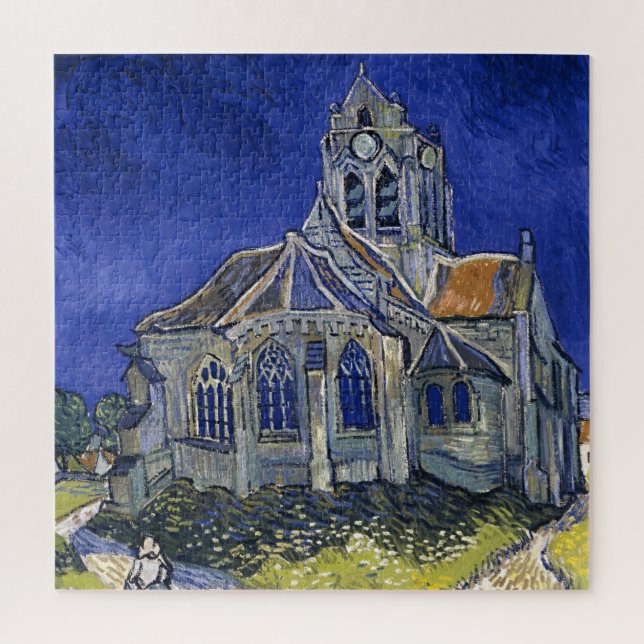Quebra-cabeça Igreja em Auvers por pintura de Van Gogh (Vertical)