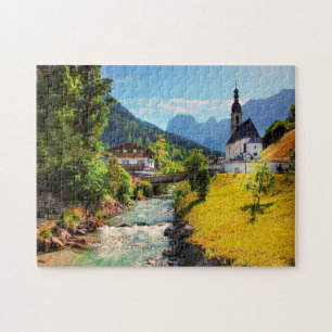 Quebra-cabeça Igreja Jigsaws Ramsau Alta Baviera.
