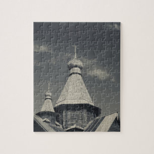 Quebra-cabeça Igreja ortodoxa russa de madeira tradicional