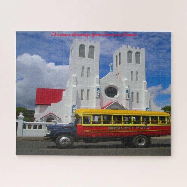 Quebra-cabeça Igreja Religiosa Samoa.Saudação de Natal (Horizontal)