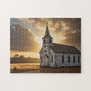 Quebra-cabeça Igreja Rural Sunrise