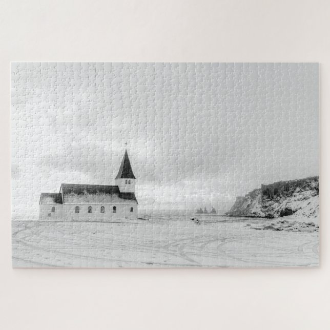 Quebra-cabeça Igreja Serene Vík i Myrdal (Horizontal)