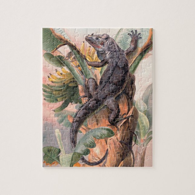 Quebra-cabeça Iguana Negra Tropical, Animais Selvagens de Réptil (Vertical)