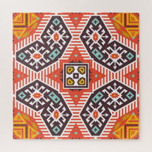 Quebra-cabeça Ikat Aztec: Textura em striping étnico