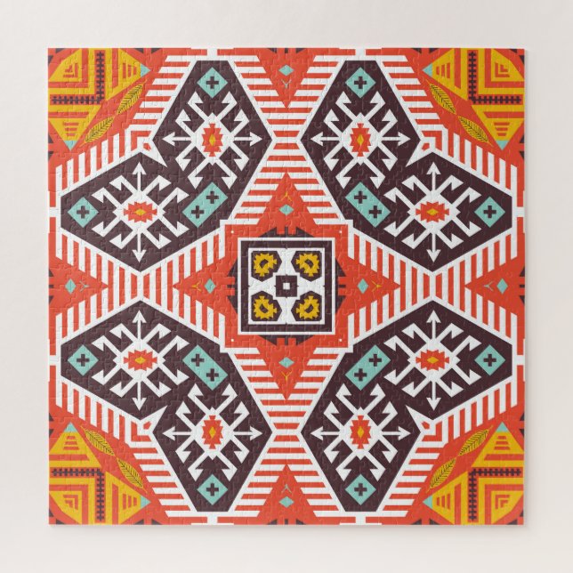 Quebra-cabeça Ikat Aztec: Textura em striping étnico (Vertical)