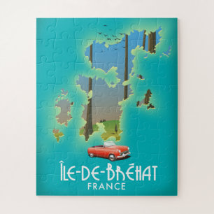 Quebra-cabeça Ilha de Bréhat, França poster de viagem estilo vin