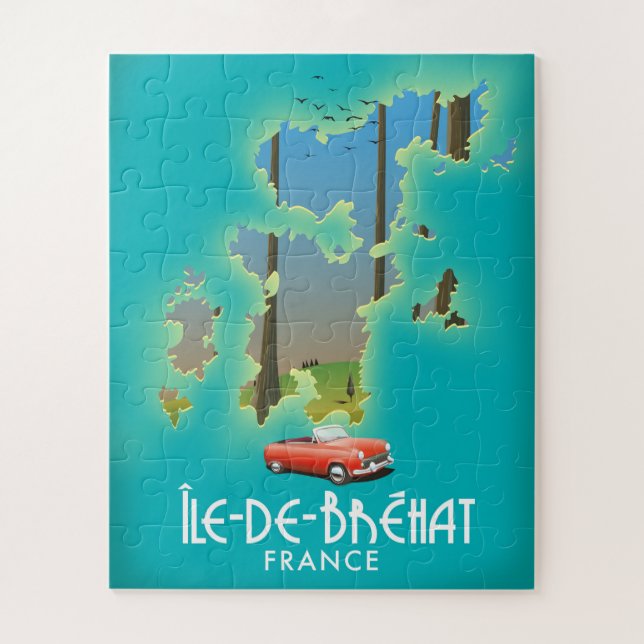 Quebra-cabeça Ilha de Bréhat, França poster de viagem estilo vin (Vertical)