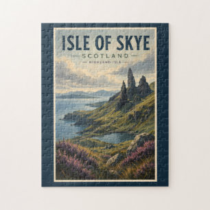 Quebra-cabeça Ilha de Skye Escócia Paisagem Viagem Arte Retro