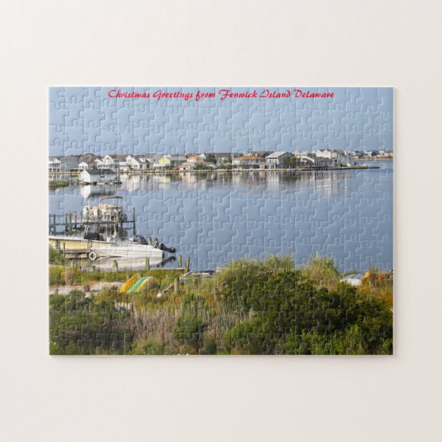 Quebra-cabeça Ilha Fenwick Delaware. Saudações de Natal (Horizontal)