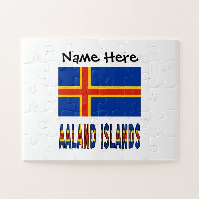Quebra-cabeça Ilhas Aaland e Ålander Bandeira Personalizada  (Horizontal)