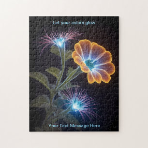 Quebra-cabeça Iluminação Radiante Neon Glow Flower Art