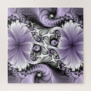 Quebra-cabeça Ilusão Lilás Arte Floral Abstrata Fantasia Fractal