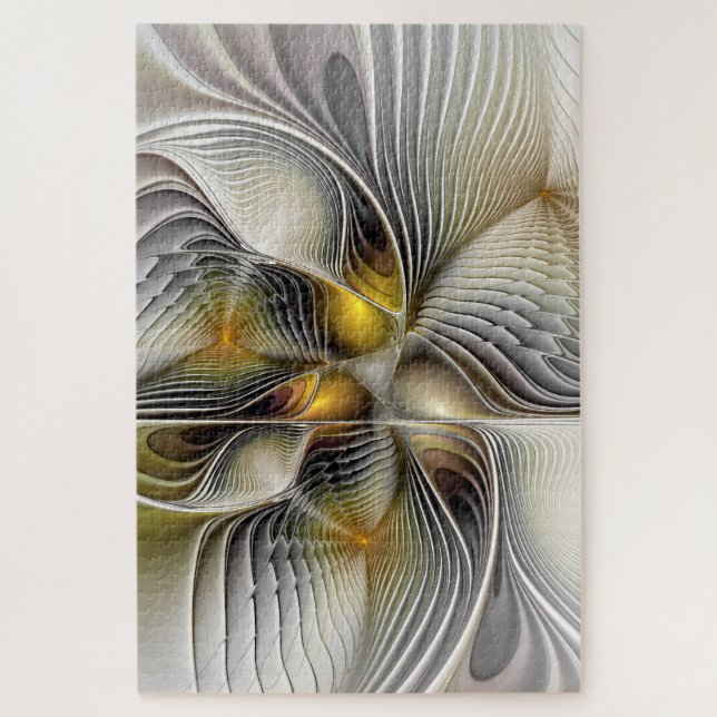 Quebra-cabeça Ilusão Óptica Abstrata Fractal 3D Com Profundidade (Vertical)