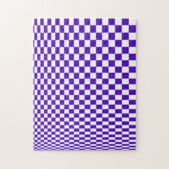 Quebra-cabeça Ilusão Óptica Xadrez Roxo e Branco (Vertical)