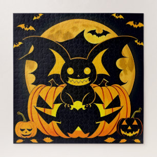 Quebra-cabeça Ilustração Assustadora de Halloween com Abóbora de