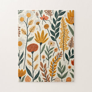 Quebra-cabeça Ilustração Botânica Boho Flores Plantas Design 390